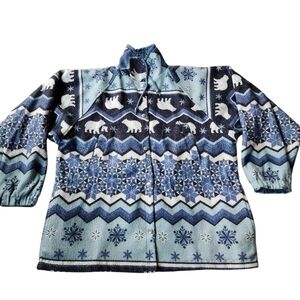 Vintage Reversible Fleece Rain Jacket Winter Polar Bear Nature Jacket